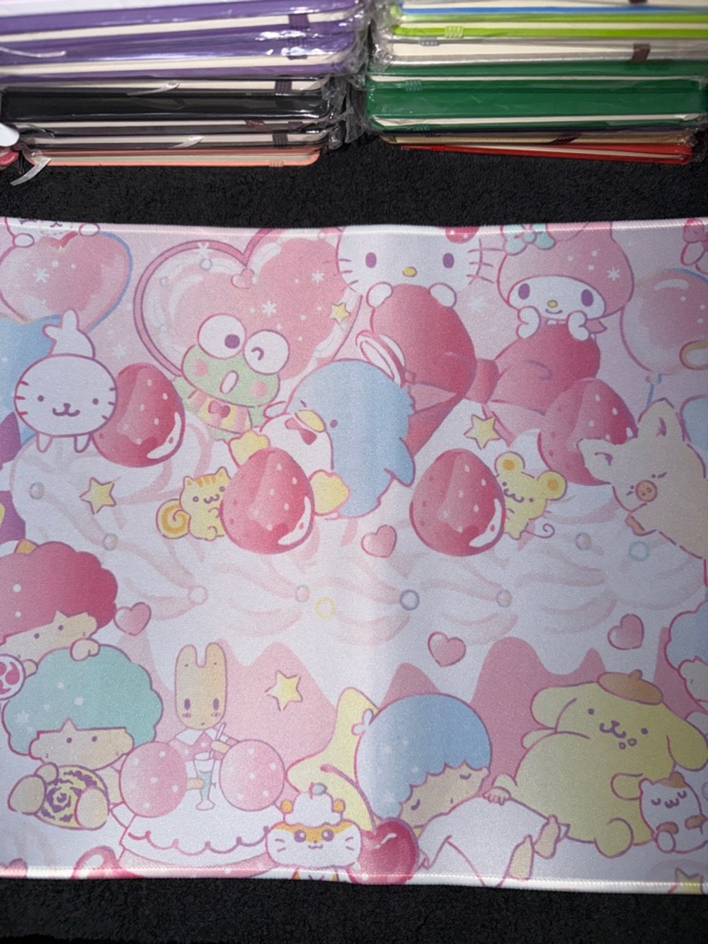 Non Authentic Sanrio Pastel Kawaii Characters Desk Mat - Pink Blue Cream